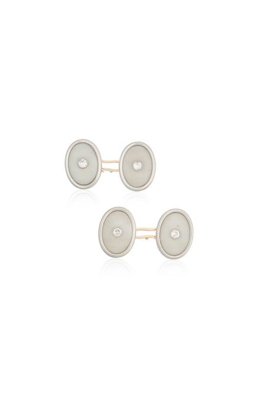 17k Gold Shell and Diamond Cufflinks