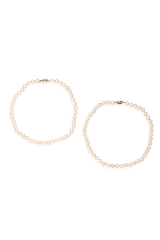 Two 14k Gold Multi-Gem Necklaces