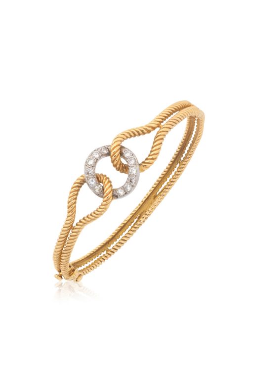 14k Gold Diamond Bangle