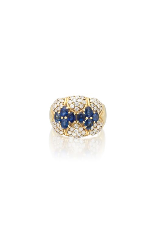18k Gold Sapphire and Diamond Ring