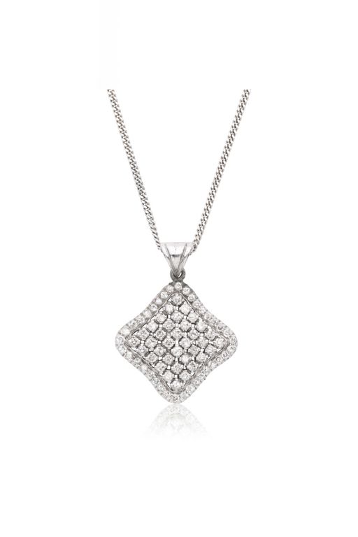 9k Gold and Silver Diamond Pendant Necklace