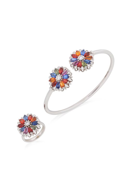 18k Gold Sapphire and Diamond Jewelry Set