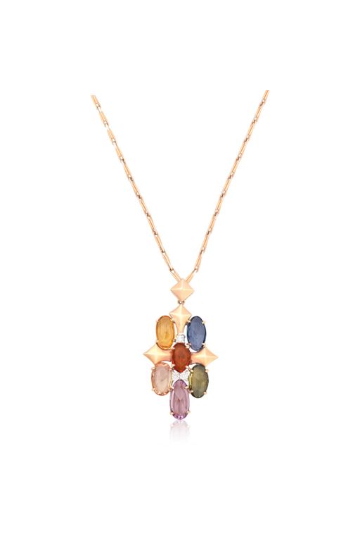Gold Sapphire and Diamond Pendant Necklace