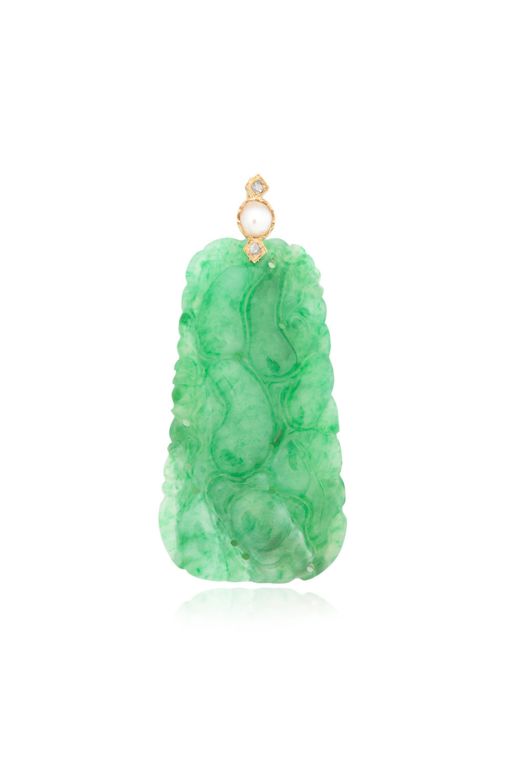 Jadeite, Pearl and Diamond Pendant