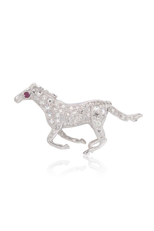18k Gold Diamond and Ruby Brooch