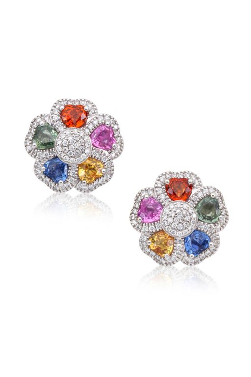 Pair of 14k Gold Sapphire and Diamond Earrings