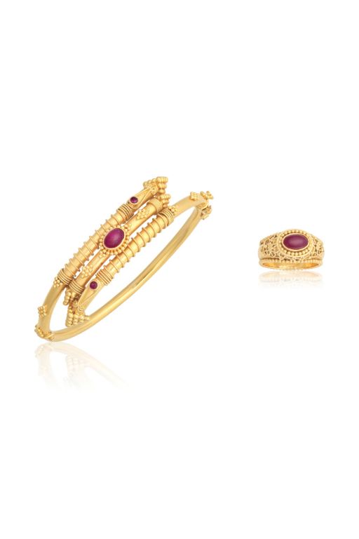 22k Gold Ruby Ring and Bracelet