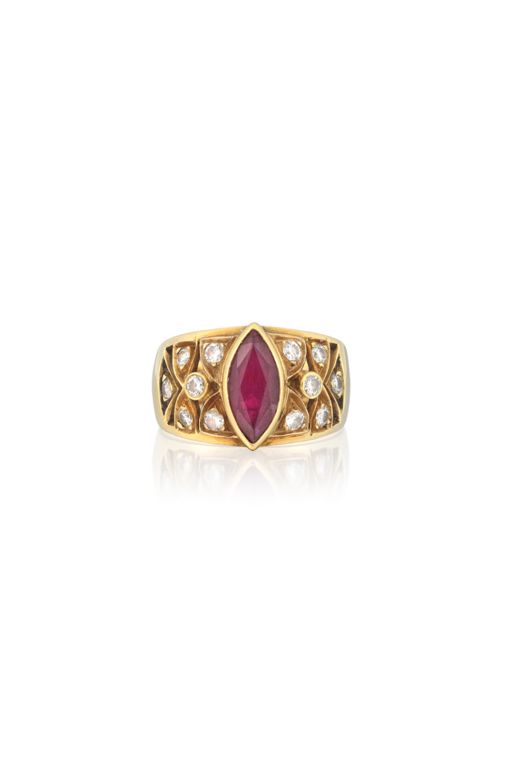 17k Gold Ruby and Diamond Ring