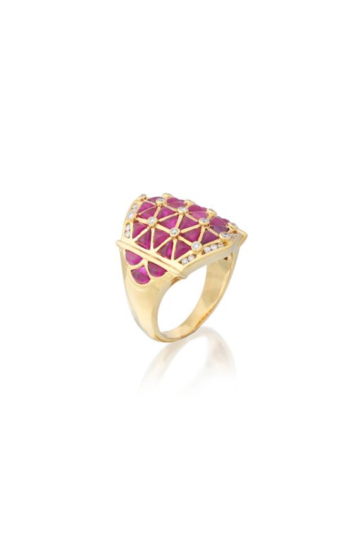 18k Gold Ruby and Diamond Ring