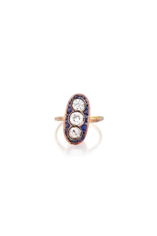 17k Gold Sapphire and Diamond Ring