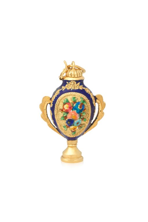 18k Gold Enamel Scent Bottle Pendant