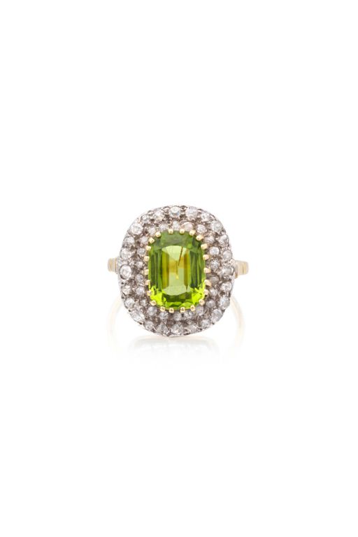 18k Gold Peridot and Diamond Ring