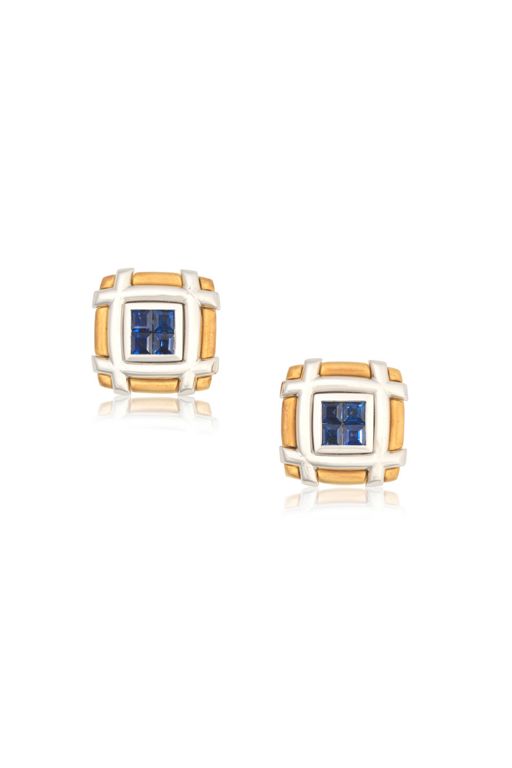 18k Gold Sapphire Cufflinks