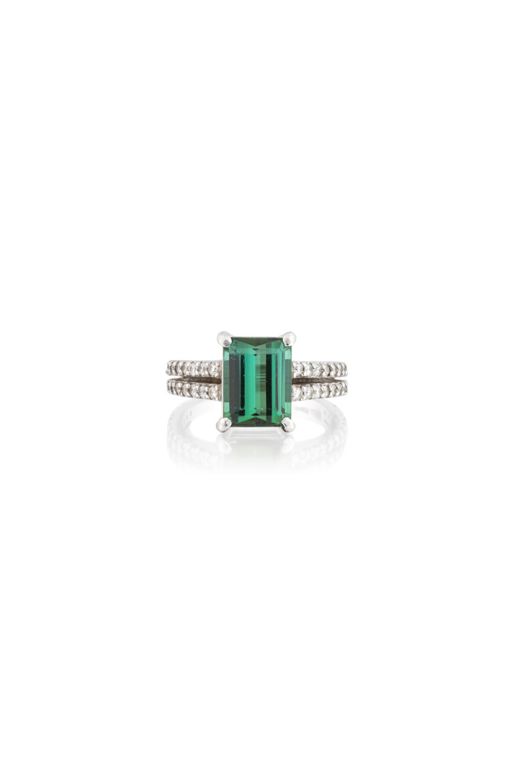 Platinum Tourmaline and Diamond Ring