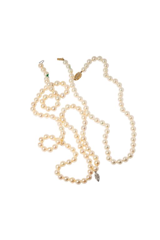Two 14k Gold Pearl Necklaces