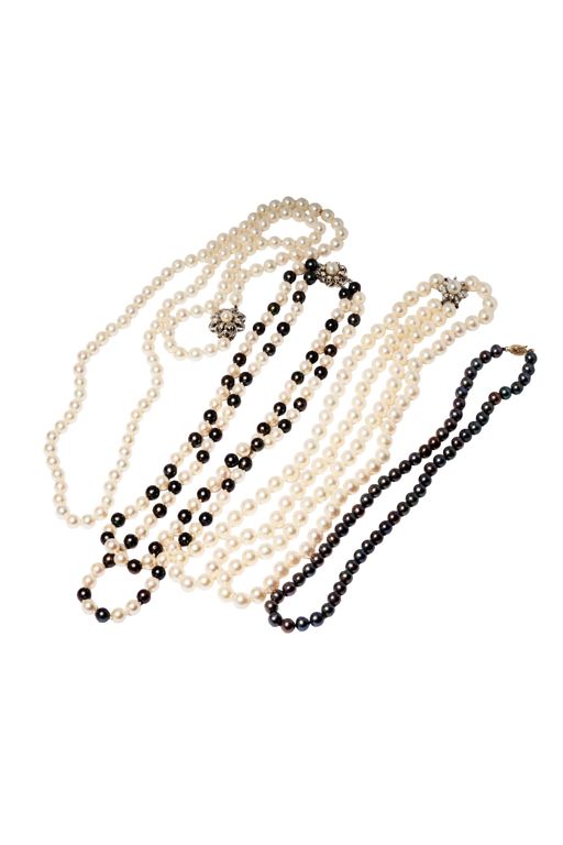 Four 18k Gold Pearl Necklaces