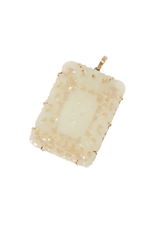 14k Yellow Gold Jade Pendant