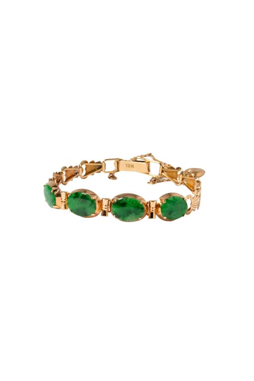 18k Yellow Gold Jade Bracelet