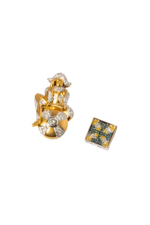 Two Gold Diamond Pendants