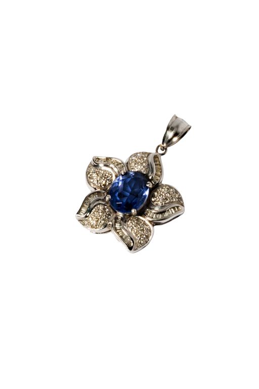Platinum and Gold Tanzanite and Diamond Pendant