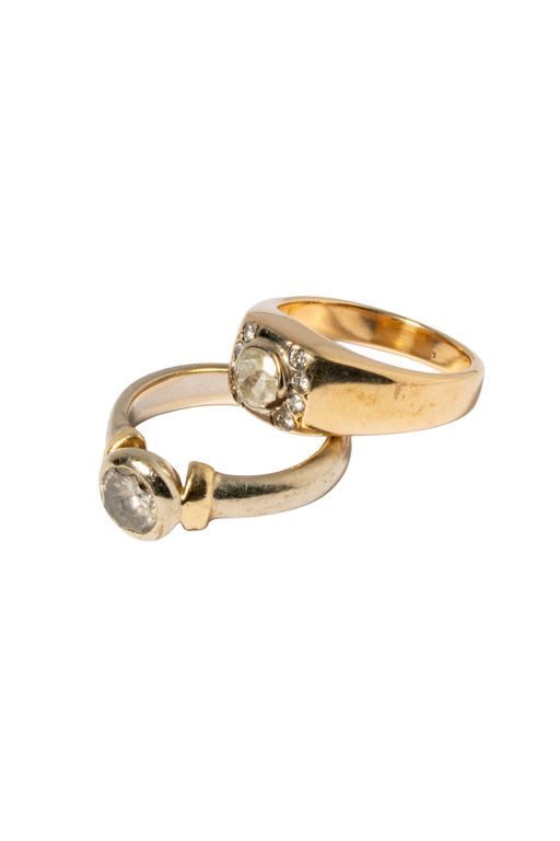 Two 14k Gold Diamond Rings