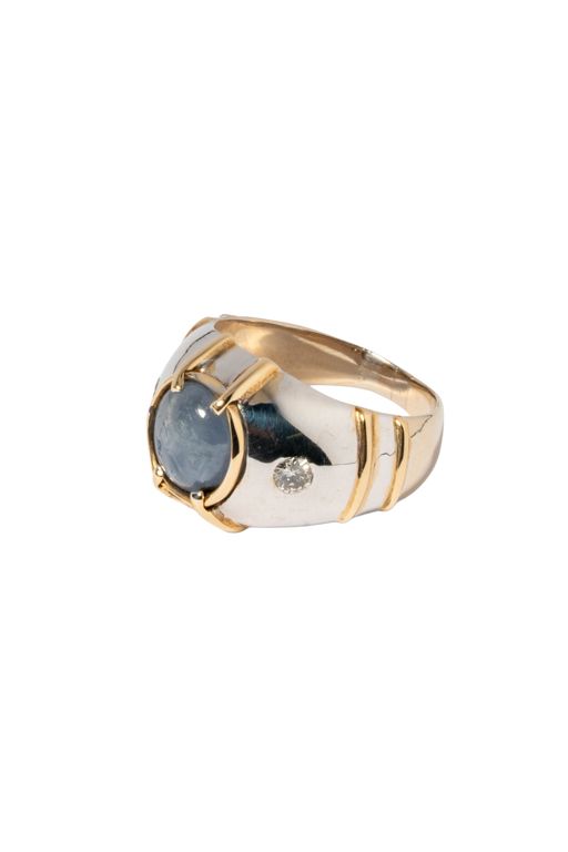 14k Gold Star Sapphire and Diamond Ring