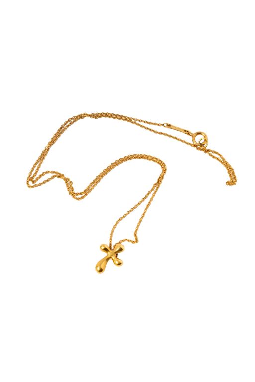 18k Yellow Gold Cross Pendant Necklace