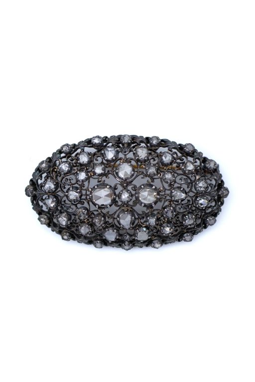 18k Yellow Gold and Silver Diamond Brooch