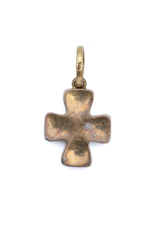 18k Yellow Gold and Silver Cross Pendant