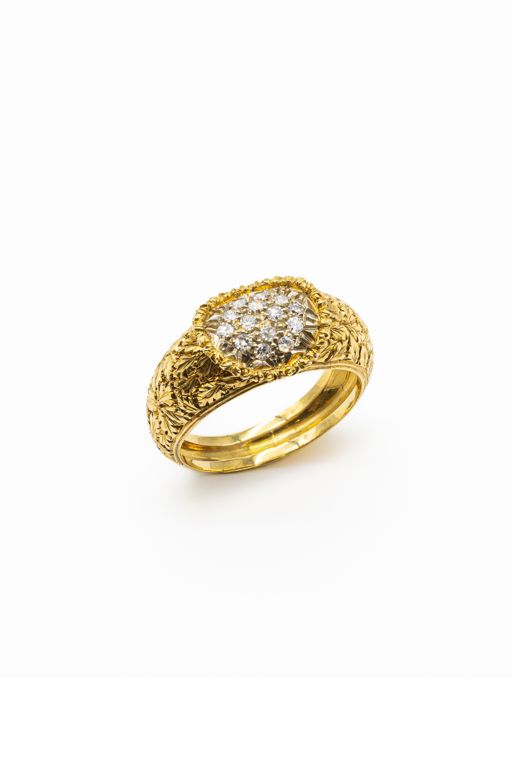 18k Yellow and White Gold Diamond Ring