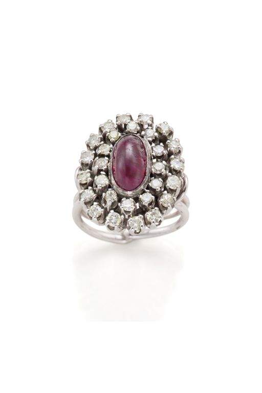 18k White Gold Ruby and Diamond Ring