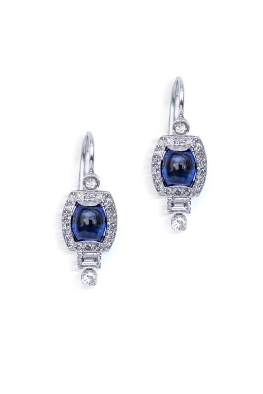 18k Gold Sapphire and Diamond Pendant Earrings