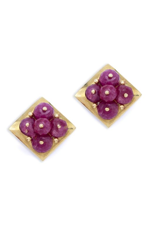 18k Yellow Gold Ruby Earrings