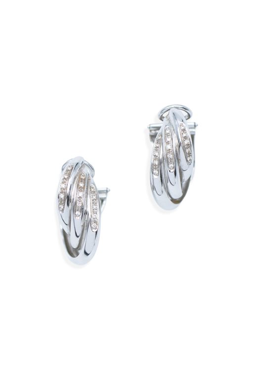18k White Gold Diamond Hoop Earrings
