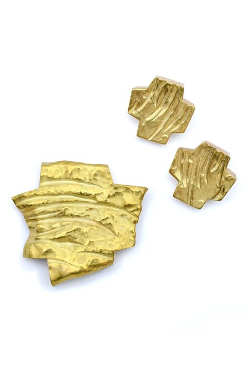 18k Yellow Gold Cross Jewelry Set