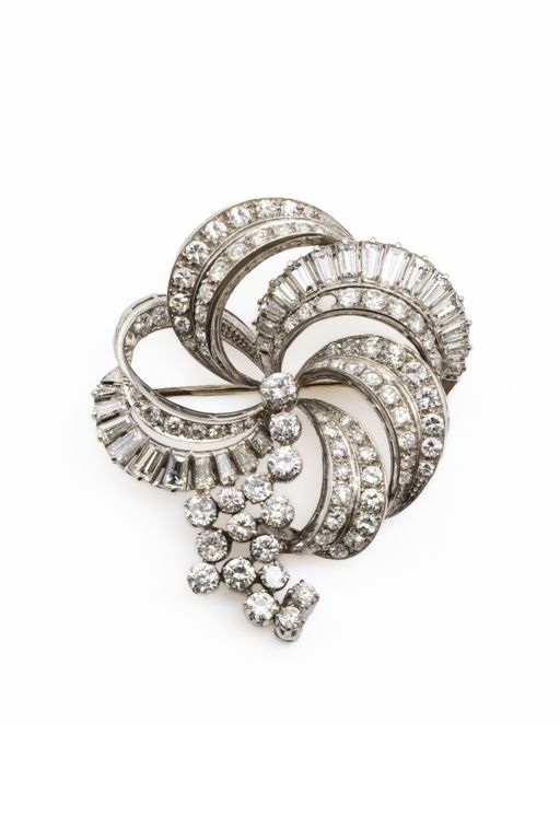 Platinum and 18k White Gold Diamond Brooch