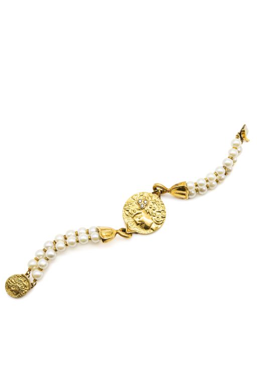 18k Yellow Gold Pearl and Diamond Bracelet