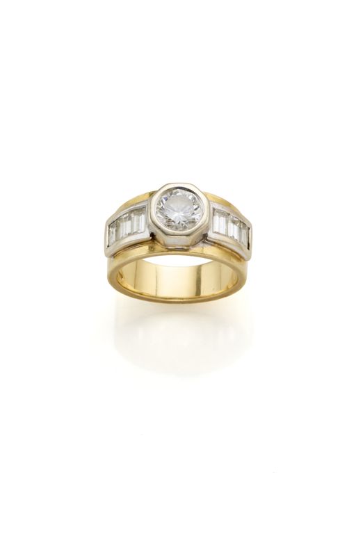 18k Yellow and White Gold Diamond Ring