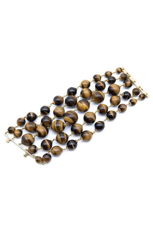 18k Yellow Gold Tiger's Eye Quartz Bead Bracelet