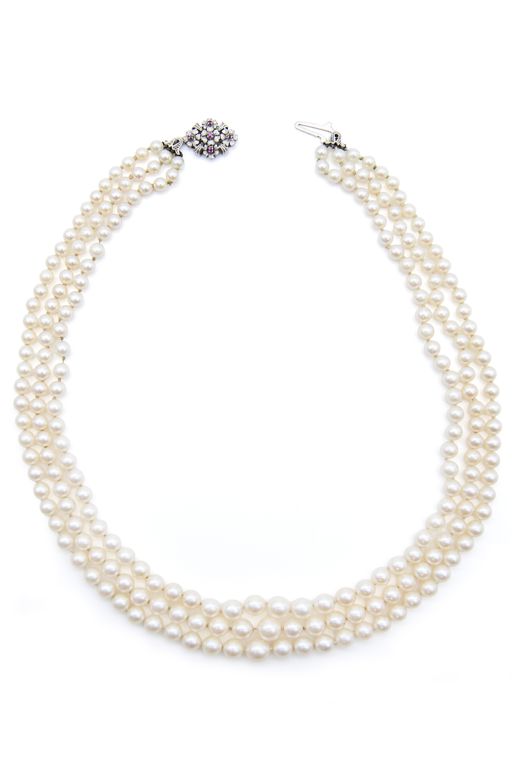 18k White Gold Pearl and Ruby Necklace
