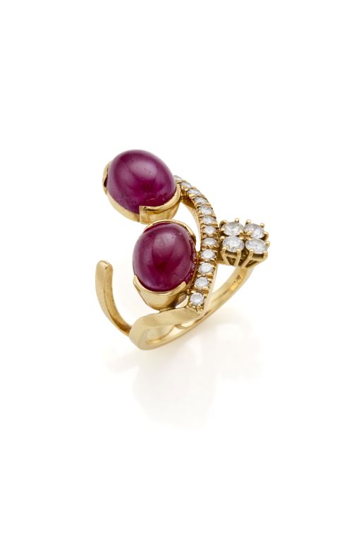 18k Yellow Gold Ruby and Diamond Ring