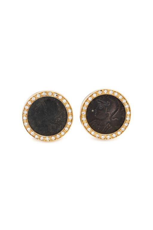 18k Gold Diamond Coin Cufflinks