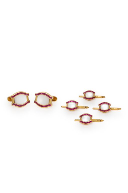 18k Gold Ruby Cufflinks Set
