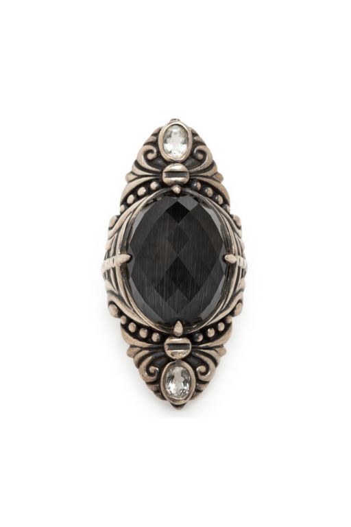 Sterling Silver Rock Crystal and Crystal Ring