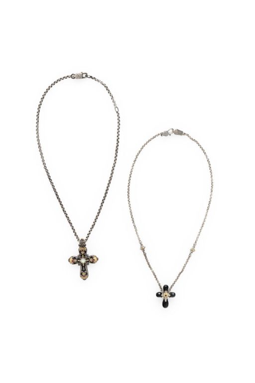 Two Sterling Silver Multi-Gem Pendant Necklaces