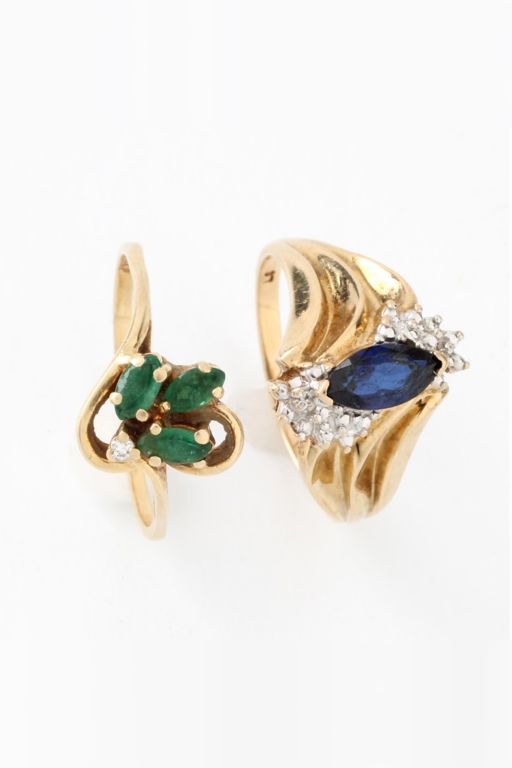 Two Yellow Gold Gemstone Rings