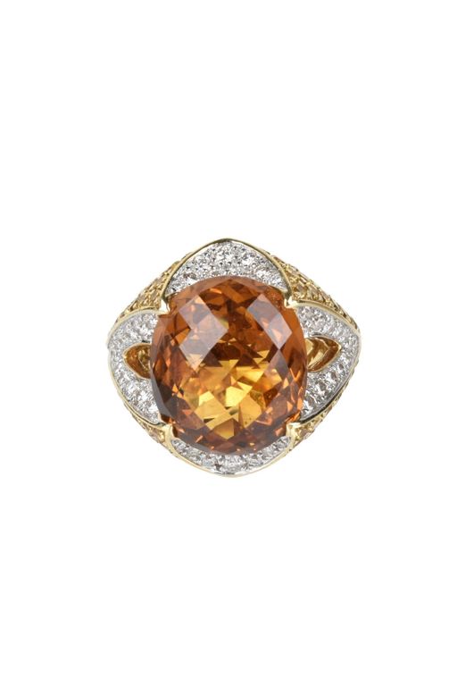 18k Gold Topaz, Diamond and Citrine Cocktail Ring