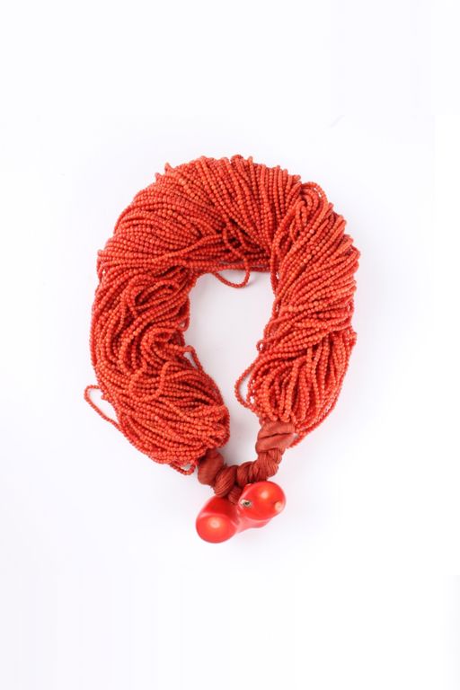 Red Coral Bead Torsade Necklace