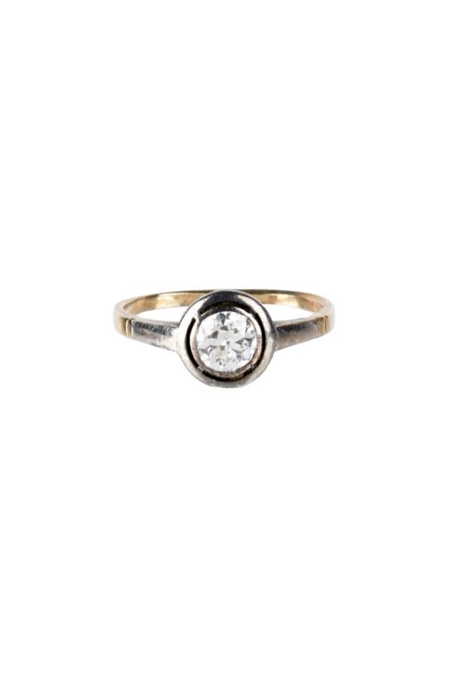 14k Rose Gold and Silver Diamond Engagement Ring