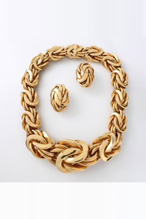 18k Yellow Gold Interlocking Link Jewelry Set